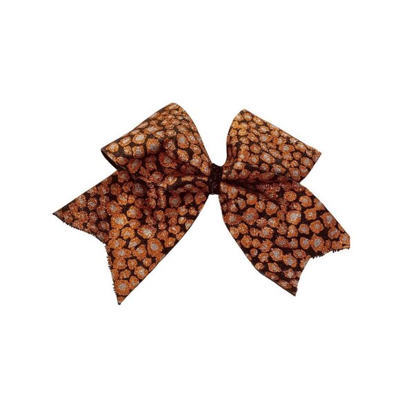 Girls Oversize Hair Bow 7.5" Elastic Ponytail Black Orange Silver Animal Print G - Picture 14 of 15